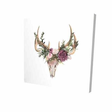 FONDO 16 x 16 in. Deer Skull with Flowers-Print on Canvas FO2790777